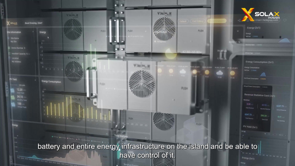 SolaXCloud App showing real-time consumption, solar generation and battery state