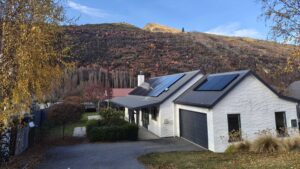 Solar battery storage NZ system installed on an Arrowtown home, 23 Suntech panels with Tesla Powerwall 3