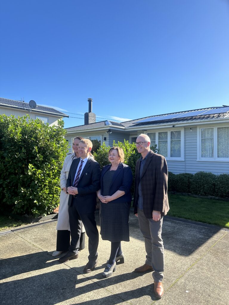Labour MPs at the SolarSaver announcement at a Future Energy solar home in West Auckland