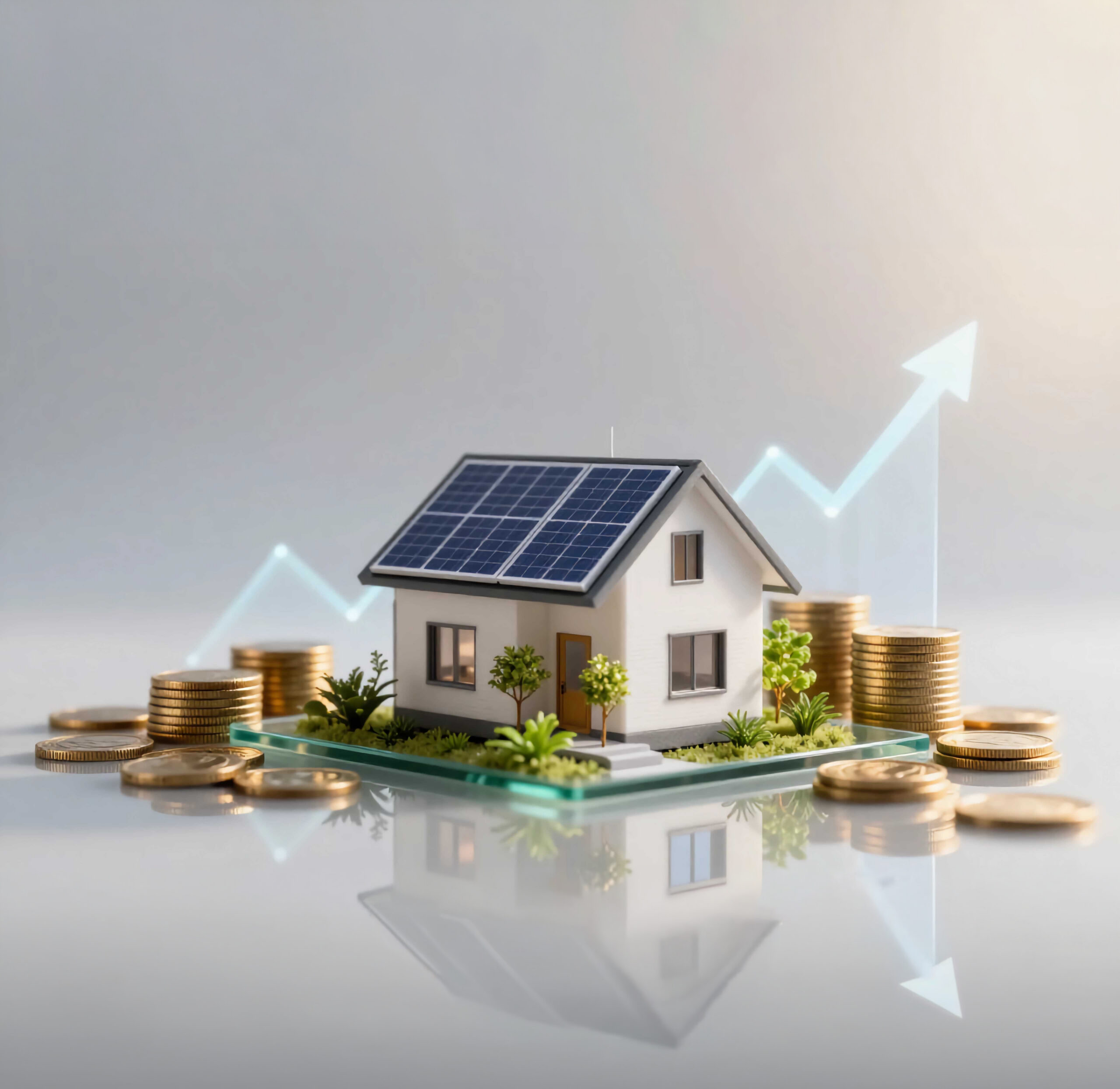 Modern house with solar energy increases property value