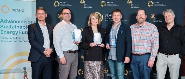 Future Energy team accepting Best Large Business at the 2026 SEANZ Aotearoa Industry Awards.